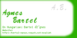 agnes bartel business card